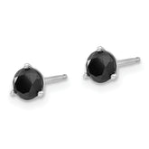 14K White Gold Black Diamond Stud Earrings with Rhodium Plating